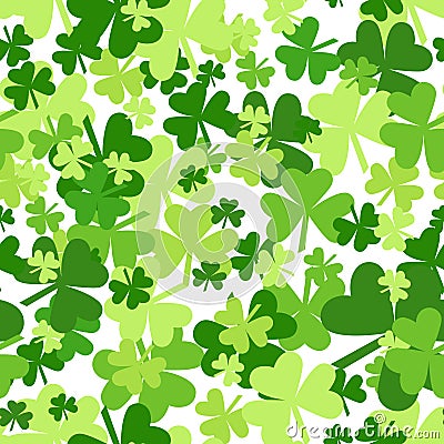 Shamrock Seamless Patterns Set Creative Clover Background For Saint Patricks Day Holiday Vector Illustration