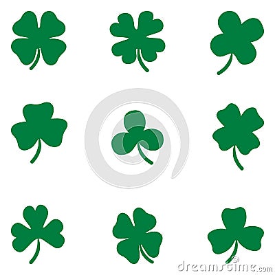 Shamrock set Clover leaves set Vector Illustration