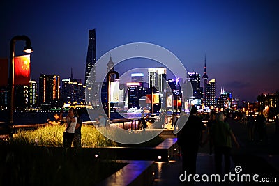 Shanghai Bund at Night Editorial Stock Photo