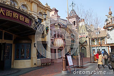 Building in Disneyland park in Shanghai, China Editorial Stock Photo