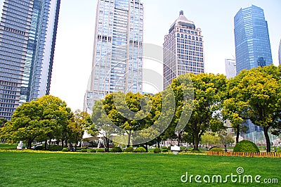 Shanghai grass and building Stock Photo