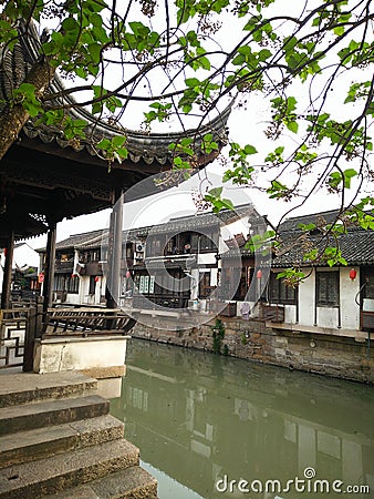 Shanghai historic town and riverside landscape Editorial Stock Photo