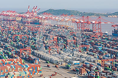 Yangshan port in Shanghai Editorial Stock Photo