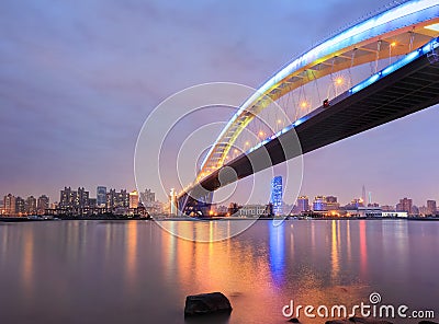Shanghai lupu bridge across the huangpu river Stock Photo