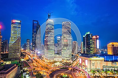 Shanghai midtown at night Stock Photo