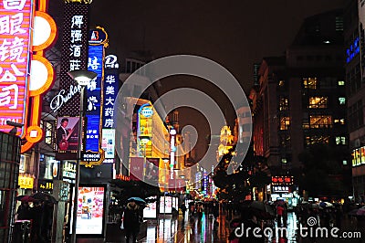 Shanghai Nanjing Road, Pedestrian Street Editorial Stock Photo