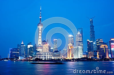 Shanghai Night - Bund Stock Photo