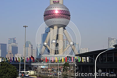 Shanghai Oriental Pearl Tower Editorial Stock Photo