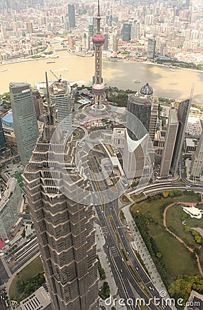 Shanghai Pudong aerial view Editorial Stock Photo