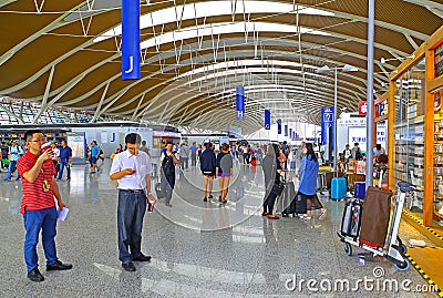 Shanghai pudong international airport departure hall, china Editorial Stock Photo