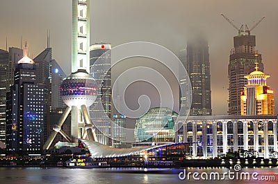 Shanghai Pudong skyline at night Stock Photo