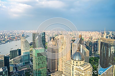 Shanghai skyline aerial view Stock Photo