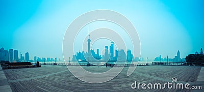 Shanghai skyline at dawn Stock Photo