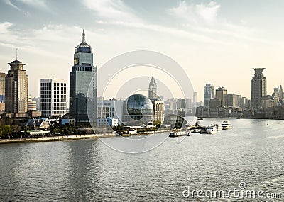 Shanghai skyline on the Huangpu River, China Stock Photo