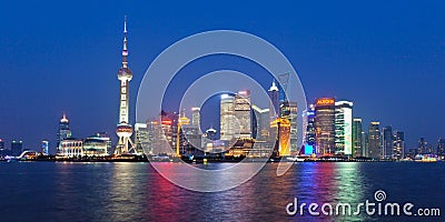 Shanghai skyline(panorama) at night Editorial Stock Photo