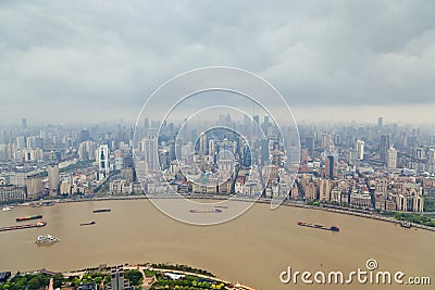 Shanghai skyline panoramic view, Shanghai China,Shanghai skyline panoramic view, Shanghai China Stock Photo