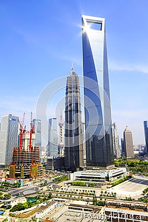 Shanghai SWFC and Jin Mao Tower Editorial Stock Photo