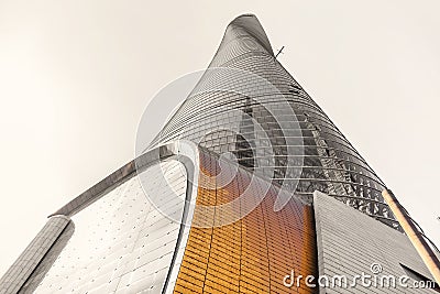 Shanghai tower exterior view is tallest building in China. Editorial Stock Photo