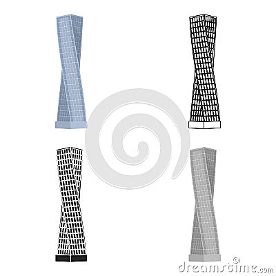 The Shanghai Tower icon in cartoon style isolated on white background. Arab Emirates symbol stock vector illustration. Vector Illustration