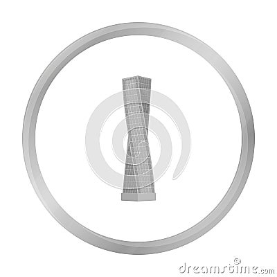 The Shanghai Tower icon in monochrome style isolated on white background. Arab Emirates symbol Vector Illustration