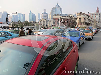 Shanghai Traffic Jam Editorial Stock Photo