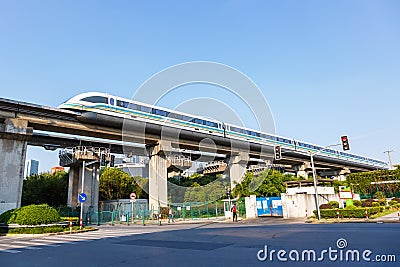 Shanghai Transrapid Maglev magnetic levitation train station traffic transport in China Editorial Stock Photo