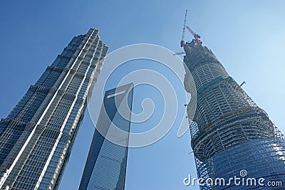 Shanghai world financial center , jinmao tower ,shanghai center Stock Photo