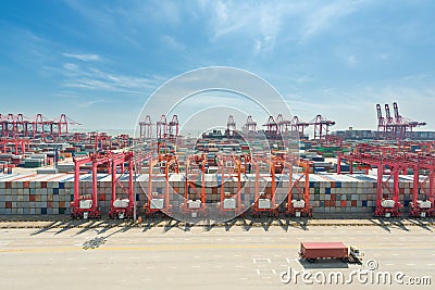 Shanghai yangshan deepwater container cargo terminal. Stock Photo