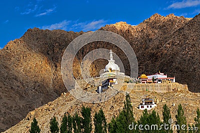 Shanti Stupa, Ladakh, Jammu and Kashmir, India Stock Photo