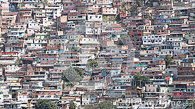 Shantytown or Slum built along hillside in Caracas Editorial Stock Photo