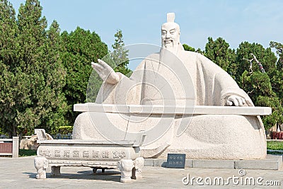 Emperor Shun Statue at Emperor Shun Tomb Soenic Spot. a famous historic site in Yuncheng, Shanxi, China. Stock Photo