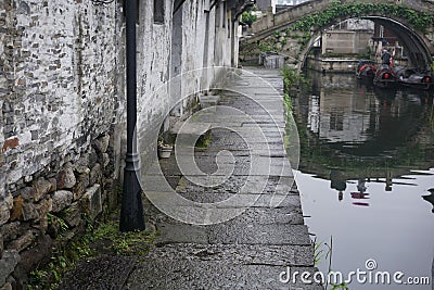 Shaoxing's rivers and waters, Chinese-style architecture, and small bridges Editorial Stock Photo