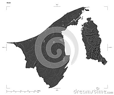 Brunei shape on white. Bilevel Stock Photo