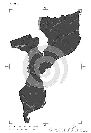 Mozambique shape on white. Bilevel Stock Photo