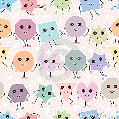 Shape cartoon simply white seamless pattern Vector Illustration