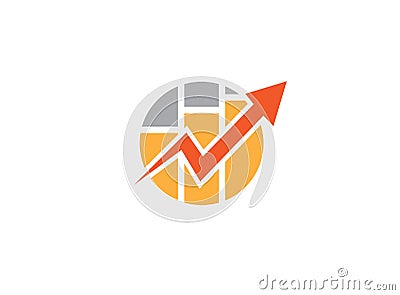 Shape and chart bar arrow for statistics and trading market for logo design illustration Vector Illustration
