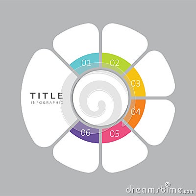 Shape chart infographic template with 6 options Vector Illustration