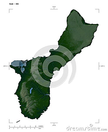 Guam - USA shape on white. Physical Stock Photo