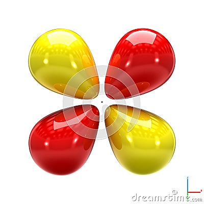 Shape of the 3d atomic orbital on white background Stock Photo