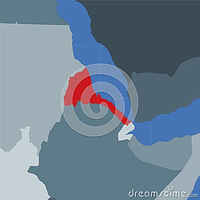 Shape of the Eritrea in context of neighbour. Vector Illustration