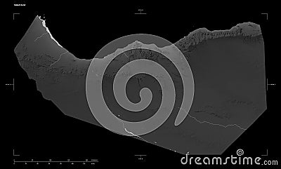 Somaliland shape on black. Grayscale Stock Photo