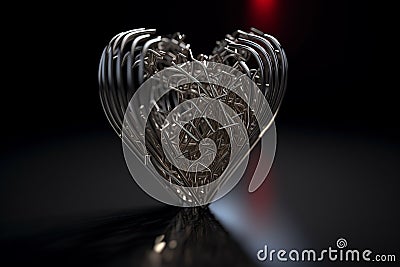 Shape heart sculpture made of forks. A valentine day celebration centered at hunger. Generative AI Stock Photo