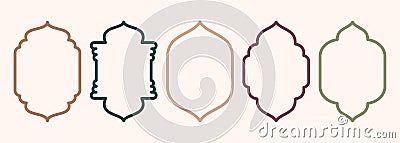 Shape Islamic door and window silhouette Arabic arch. Collection of patterns in oriental style. Frames in Arabic Muslim Vector Illustration