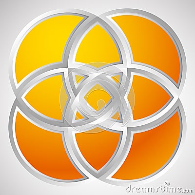 Shape with overlapping circles motif. Geometric intersecting cir Vector Illustration
