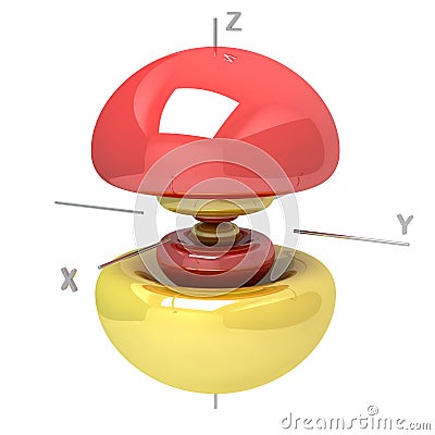 Shape of the 4Pz atomic orbital on white background. Available o Stock Photo