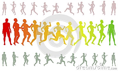 Shape running losing weight woman silhouettes Vector Illustration