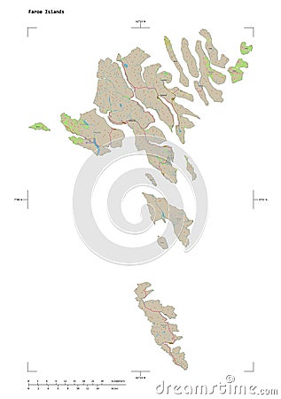 Faroe Islands shape on white. Topo German Stock Photo