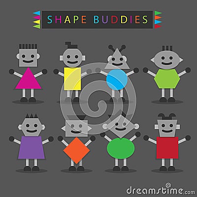 Shaped body buddies on dark gray background Vector Illustration