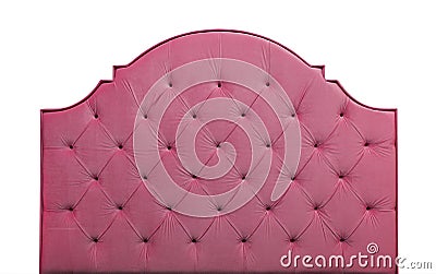 Pink velvet bed headboard isolated on white Stock Photo