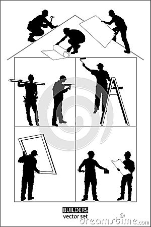 Shapes of Men builders at work Vector Illustration